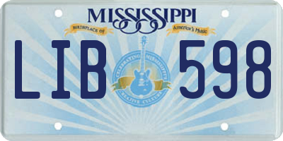 MS license plate LIB598