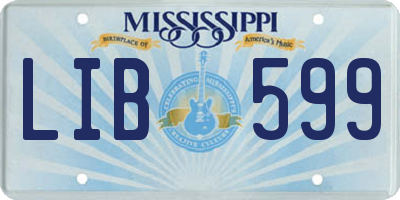 MS license plate LIB599
