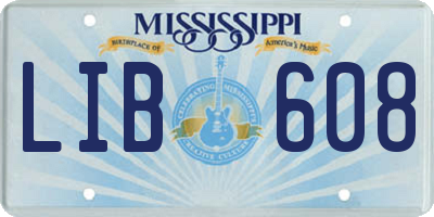 MS license plate LIB608