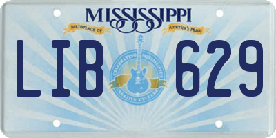 MS license plate LIB629