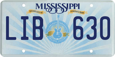 MS license plate LIB630