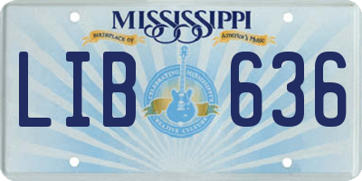 MS license plate LIB636