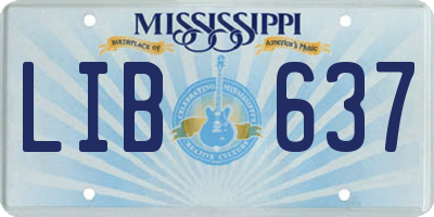 MS license plate LIB637