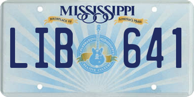 MS license plate LIB641