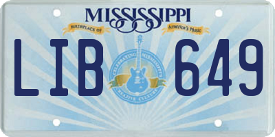 MS license plate LIB649