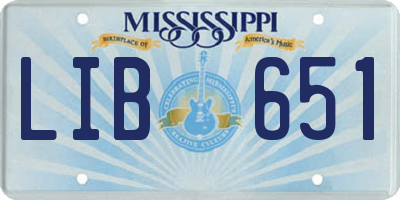 MS license plate LIB651