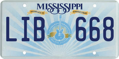 MS license plate LIB668