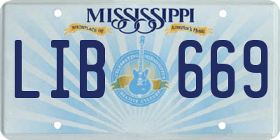 MS license plate LIB669
