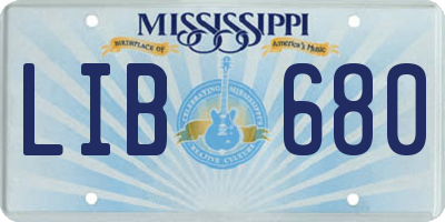 MS license plate LIB680