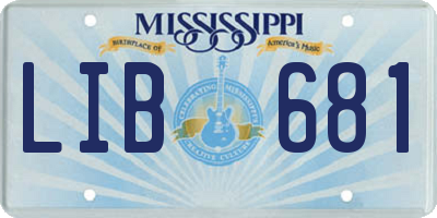 MS license plate LIB681