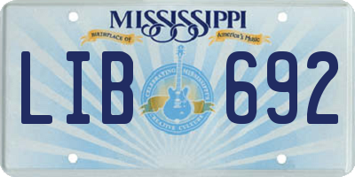MS license plate LIB692