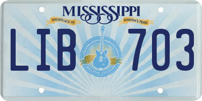 MS license plate LIB703