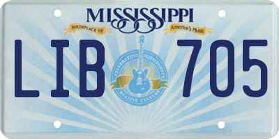 MS license plate LIB705