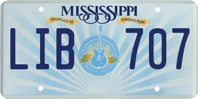 MS license plate LIB707