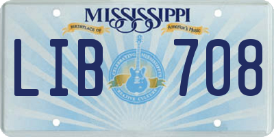 MS license plate LIB708