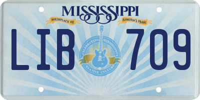 MS license plate LIB709