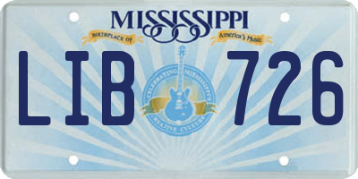 MS license plate LIB726