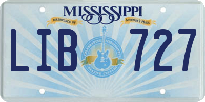 MS license plate LIB727