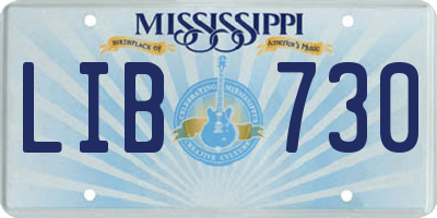 MS license plate LIB730