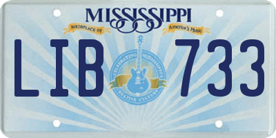 MS license plate LIB733