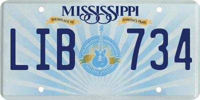 MS license plate LIB734
