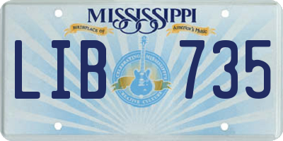 MS license plate LIB735