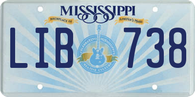 MS license plate LIB738