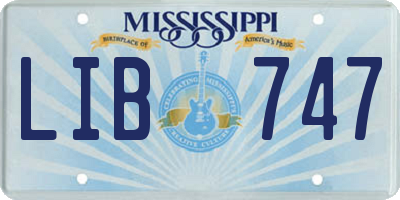 MS license plate LIB747