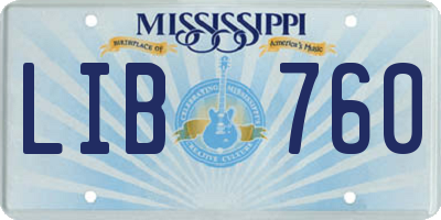 MS license plate LIB760