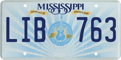 MS license plate LIB763