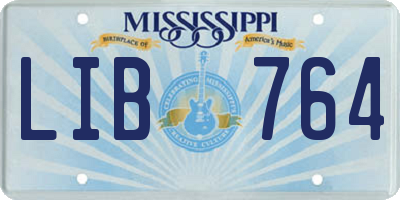 MS license plate LIB764