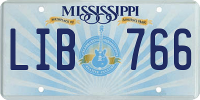 MS license plate LIB766