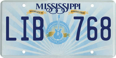 MS license plate LIB768