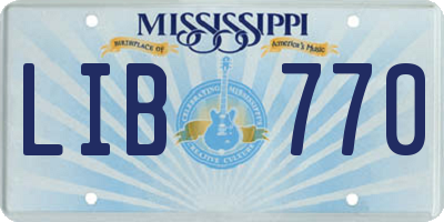 MS license plate LIB770