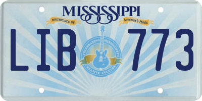 MS license plate LIB773