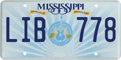 MS license plate LIB778