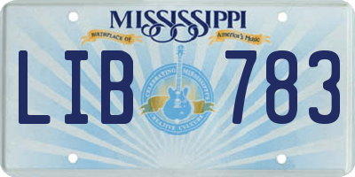 MS license plate LIB783