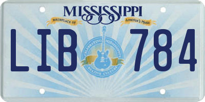 MS license plate LIB784