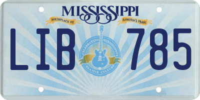 MS license plate LIB785