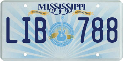 MS license plate LIB788