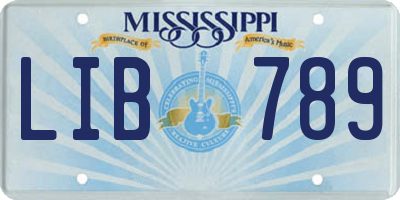 MS license plate LIB789