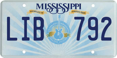 MS license plate LIB792