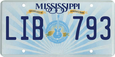 MS license plate LIB793