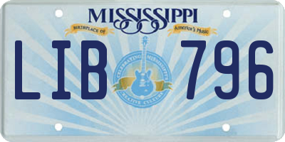 MS license plate LIB796