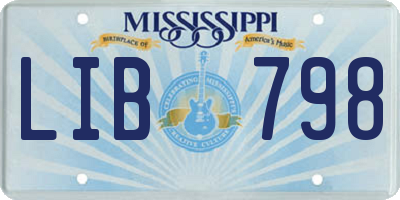 MS license plate LIB798