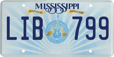 MS license plate LIB799