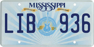 MS license plate LIB936