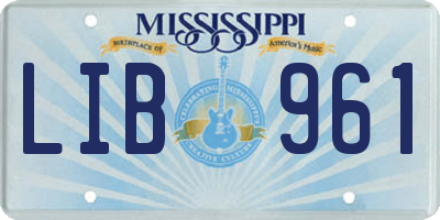 MS license plate LIB961