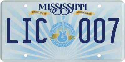 MS license plate LIC007