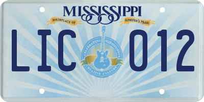 MS license plate LIC012